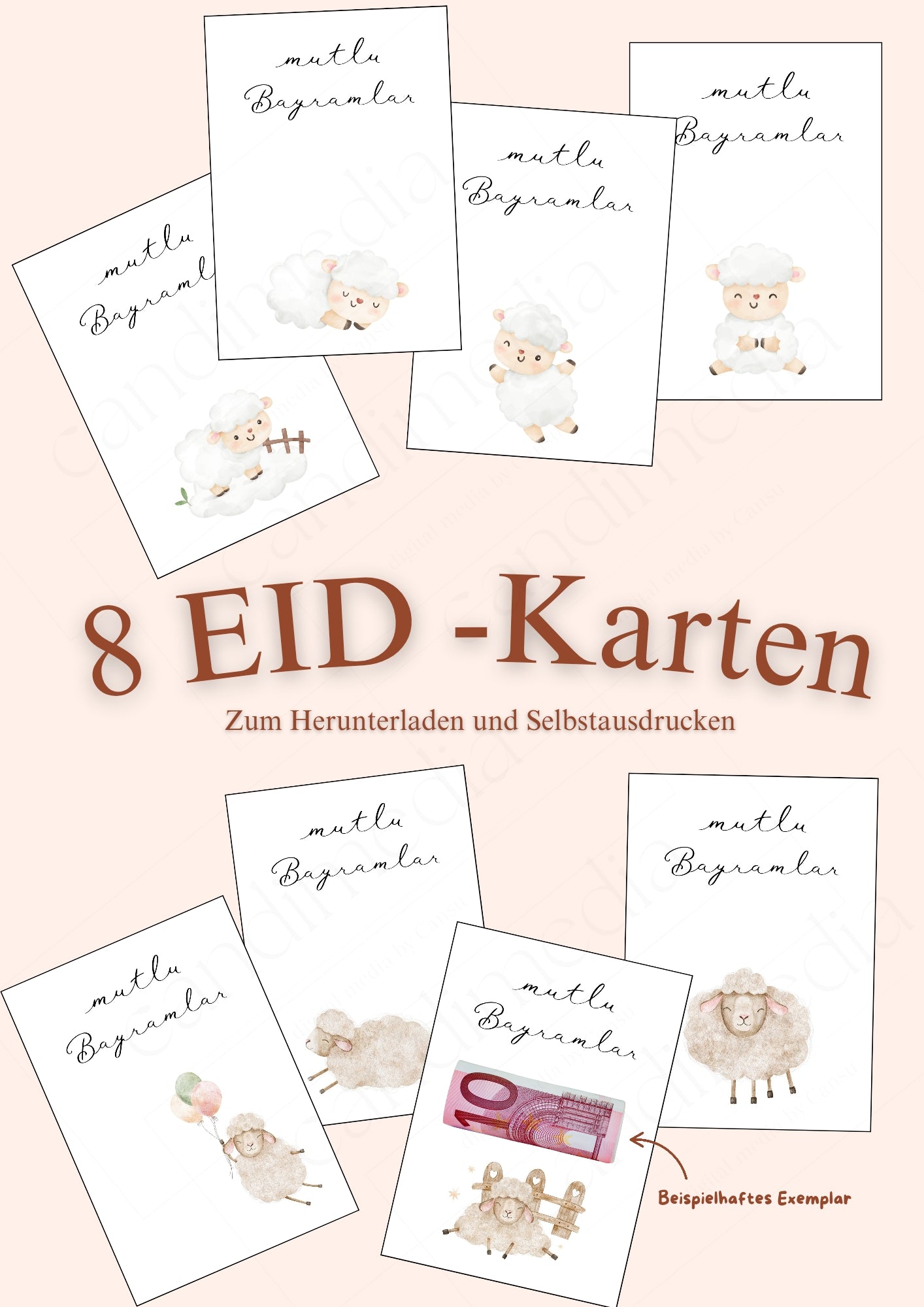 Eid-Geldgeschenkkarten Tiermotive – als PDF- Datei zum Selbstausdrucken