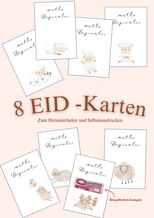 Eid-Geldgeschenkkarten Tiermotive – als PDF- Datei zum Selbstausdrucken