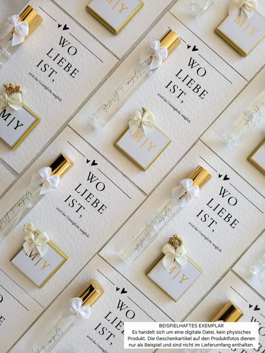 Gastgeschenke Karte– "Wo Liebe ist, wird das Unmögliche möglich" als PDF-Datei zum Ausdrucken